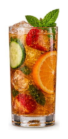 Styled drink cutout: Pimm’s Cup