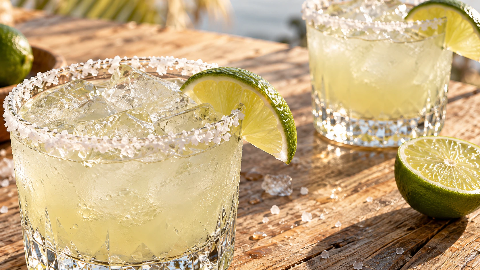 Lime margaritas with salt rims